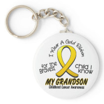 Childhood Cancer I Wear Gold Ribbon For Grandson Keychain