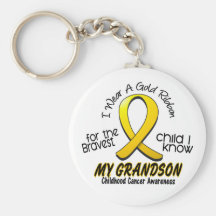 Childhood Cancer I Wear Gold Ribbon For Grandson Keychain