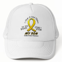 Childhood Cancer I Wear Gold Ribbon For My Son hats