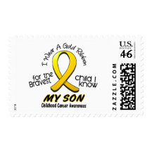 Childhood Cancer I Wear Gold Ribbon For My Son Stamp