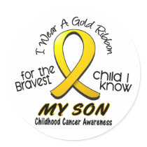 Childhood Cancer I Wear Gold Ribbon For My Son Sticker