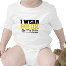 Childhood Cancer I Wear Gold Ribbon Sister Tees