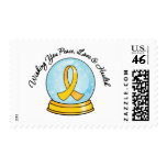 Childhood Cancer Merry Christmas Snowglobe Postage Stamps