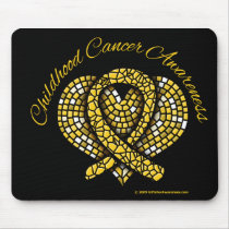 Childhood Cancer Mosaic Heart Ribbon mousepads