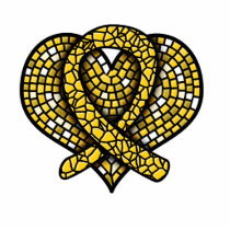 Childhood Cancer Mosaic Heart Ribbon Sculpture photo sculptures