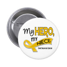 Childhood Cancer MY HERO MY NIECE 42 Pinback Button