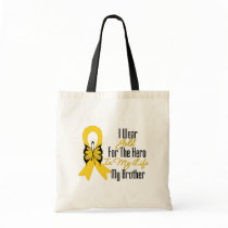 Childhood Cancer Ribbon My Hero My Brother bags