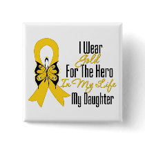 Childhood Cancer Ribbon My Hero My Daughter buttons