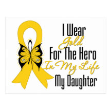 Childhood Cancer Ribbon My Hero My Daughter Postcards