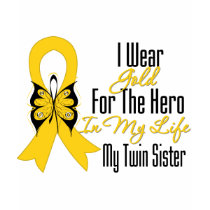 Childhood Cancer Ribbon My Hero My Twin Sister t-shirts