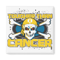 Childhood Cancer Tougher Than Cancer Skull Fridge Magnets