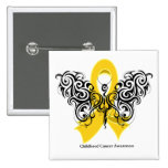 Childhood Cancer Tribal Butterfly Ribbon buttons