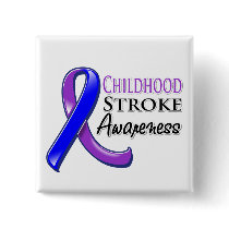 Childhood Stroke Awareness Ribbon Pinback Buttons