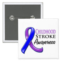 Childhood Stroke Awareness Ribbon Pinback Buttons