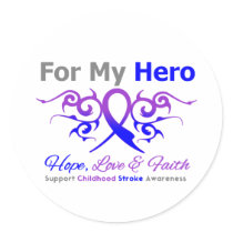 Childhood Stroke Tribal Ribbon Hero Stickers