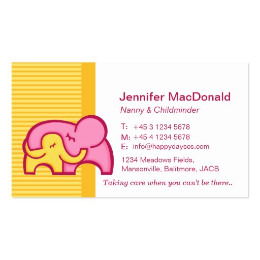 Childminder/ baby sitter / carer business cards (front side)