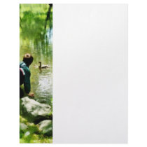 Children and Ducks in Park Personalized Letterhead