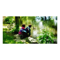 Children and Ducks in Park Photo Cards