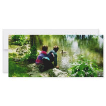 Children and Ducks in Park Custom Rack Card