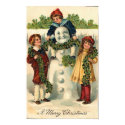 Children and Snowman Card posters