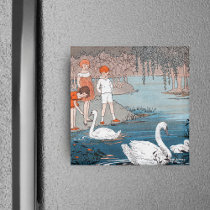 Children and  Swans Magnet magnets