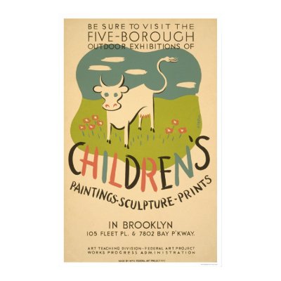 Children Art Brooklyn 1938 WPA Poster by lc_wpa