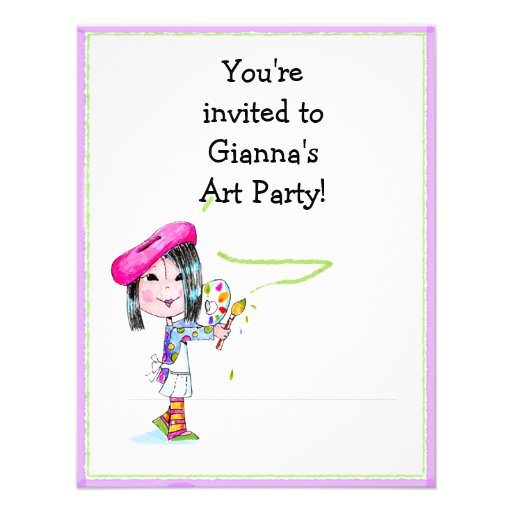 Children Artist Party Birthday Invitation