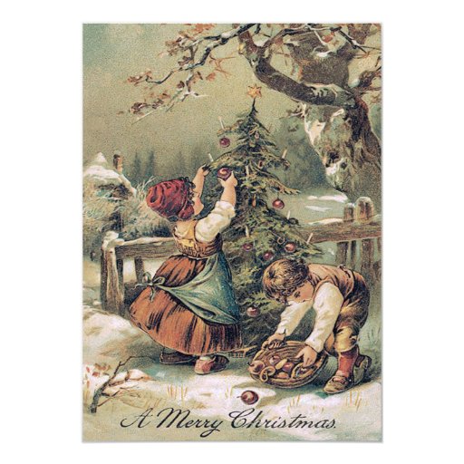 children decorating christmas tree snow card zazzle children decorating christmas tree snow card zazzle