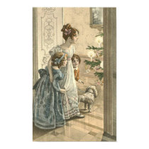 Children, Dog Looking At Tree Print