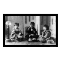 Children Eating in Japan 1909 posters by lc_vintagephotos Children Eating in Japan 1909 posters