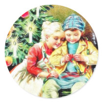 Children getting ready for Christmas night by prep stickers