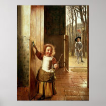 Children in a Doorway with 'Colf' Sticks Print