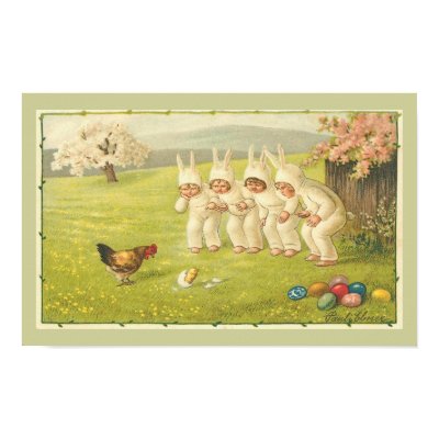 Children in Bunny Suits Easter Poster by MyOtherPlanet