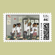 children in line stamps