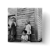 Children in Poverty: 1930s Pinback Button