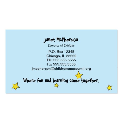 Children of the World Profile card Business Card Templates (back side)