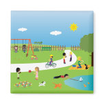 Children playing in park magnet