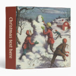 Children Playing in the Snow Building a Snowman Binders