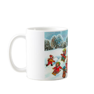 Children playing in the snow mug