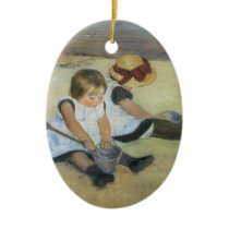Children Playing on the Beach by Mary Cassatt Ornament