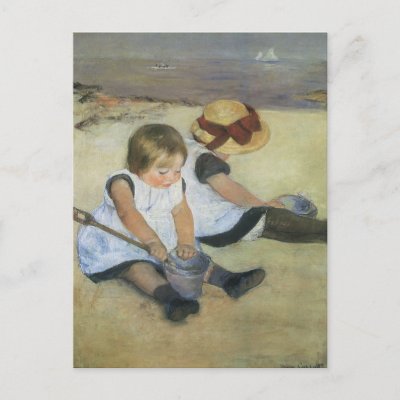 Children Playing on the Beach by Mary Cassatt Postcard