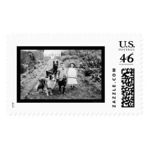 Children Playing With a Dog 1904 postage by lc_vintagephotos Children Playing With a Dog 1904 postage