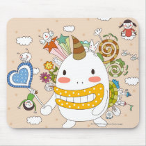 Children playing with monster mouse pad