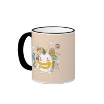 Children playing with monster coffee mug