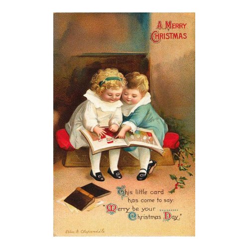 Children Reading Book Christmas Card card