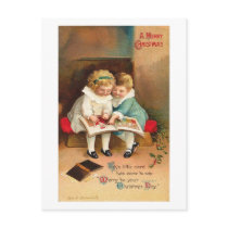 Children Reading Book Christmas Card postcards