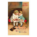 Children Reading Book Christmas Card posters by vintagegiftmall Children Reading Book Christmas Card posters