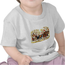 Children riding on a Horse Sledge Tshirts