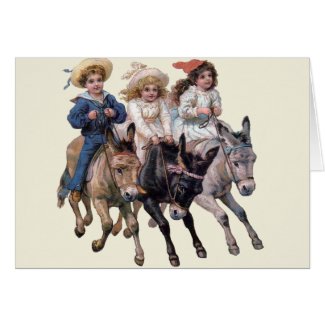 Children Riding Ponies Greeting Card