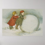 Children Rolling Snowballs posters